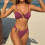 Women's two-piece bikini set, ring buckle pleated-Black M 4