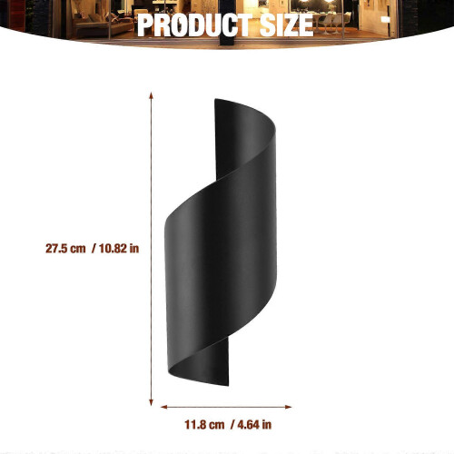 10W Spiral Waterproof Wall Light - Black Warm White - 16pcs/Carton 2