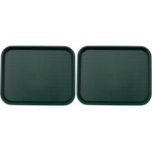 Plateau de cafétéria en plastique vert 14 x 18 pouces (paquet de 2)