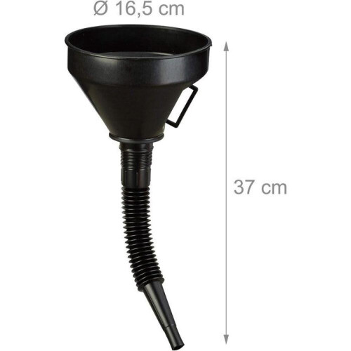 Multifunctional filter funnel - Flexible spout + removable filter - Diameter 165 mm - Black - Plastic 1