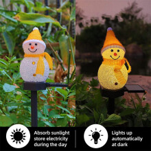 Lampes solaires bonhomme de neige à piquer – Blanc chaud, lot de 4
