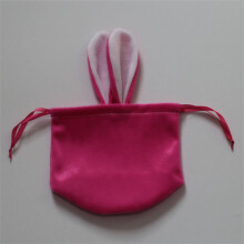 Bolsa de terciopelo con orejas de conejito de Pascua, color rojo rosado, 1 unidad.