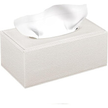 Étui en cuir pour boîte à mouchoirs – Rectangulaire, Blanc, Convient