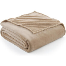 Fleece plaid 40x60 inch, licht camelkleurig