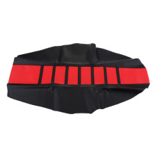 Housse de selle universelle pour moto tout-terrain, en cuir côtelé rouge.