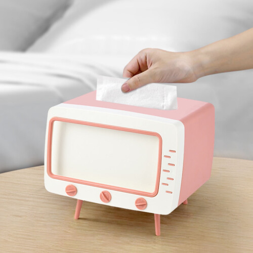 Boîte à mouchoirs rétro avec support pour téléphone