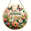 Willkommensschild aus Holz mit floralem Dekor 1