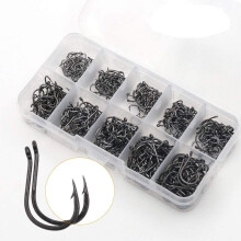 Fishing Hooks Small 500 pcs 3#-12# Portable Plastic Box