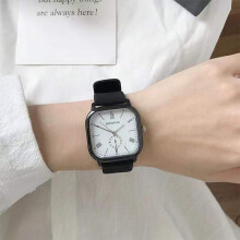 Vierkant quartzhorloge met leren bandje voor mannen en vrouwen