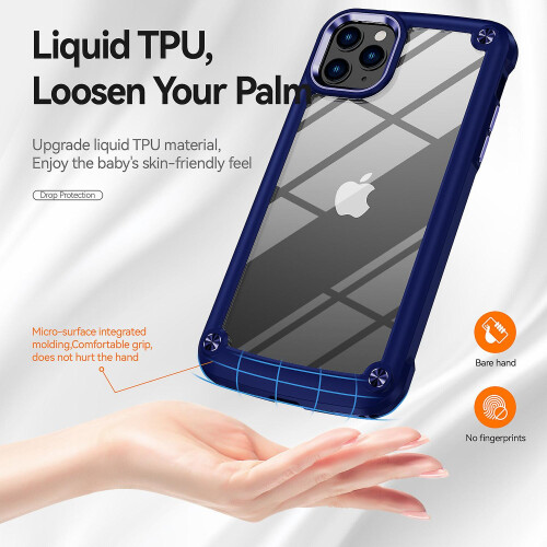 Simple Phone Case compatible iPhone11 Pro Max with Wireless Charging:Blue
