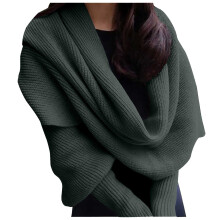 Xale feminino de tricô com mangas