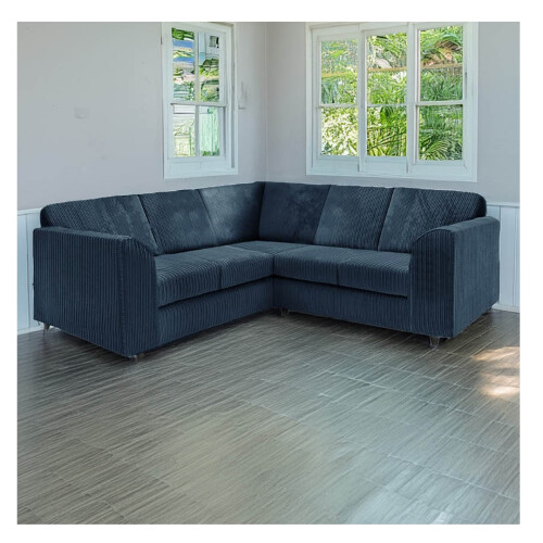 Furniture 786 Hannah Jumbo Cord Full Back 2c2 Corner Sofa Navy 1