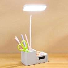 Lampe de bureau LED pour enfants, réglable, tactile, avec porte-stylo et tiroir, USB, 3 modes, lecture