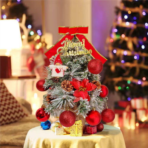 Red Mini Christmas Tree 24 inch with LED Lights and 1