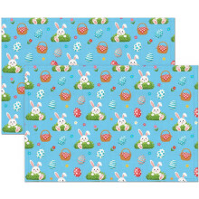 Siniset kuviolliset pellavasekoitteiset tabletit, 4 kpl, 30 x 45 cm