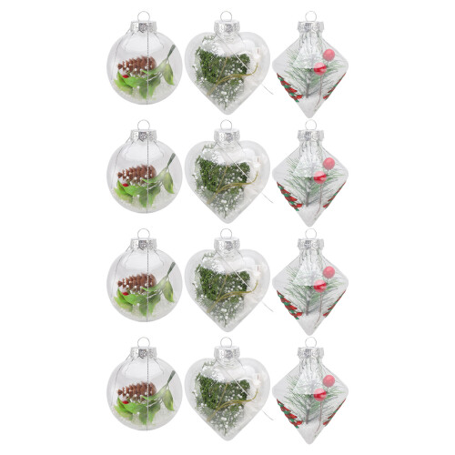 12 boules de Noël transparentes en PET