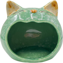 Ceramiczna miseczka na cukierki dla kota, zielona, 10 cm
