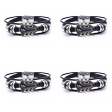 Gitarren-Lederarmband-Set, 4-teilig – Verstellbar, 8 Zoll Wickelarmband