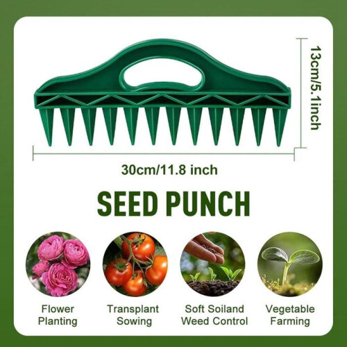 2-piece sowing tool set: seed drill, seed spreader, perforating and loosening rake + sowing tool 1
