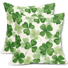 Kussensloop voor St. Patrick's Day, 16x16 inch, linnen klavertje vier