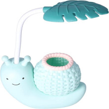 Lampe de bureau LED pour enfants, bleue, multifonctionnelle, avec porte-stylo et bras flexible USB