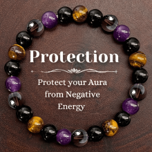 Schützendes Perlenarmband mit Amethyst, Citrin und Schwarz