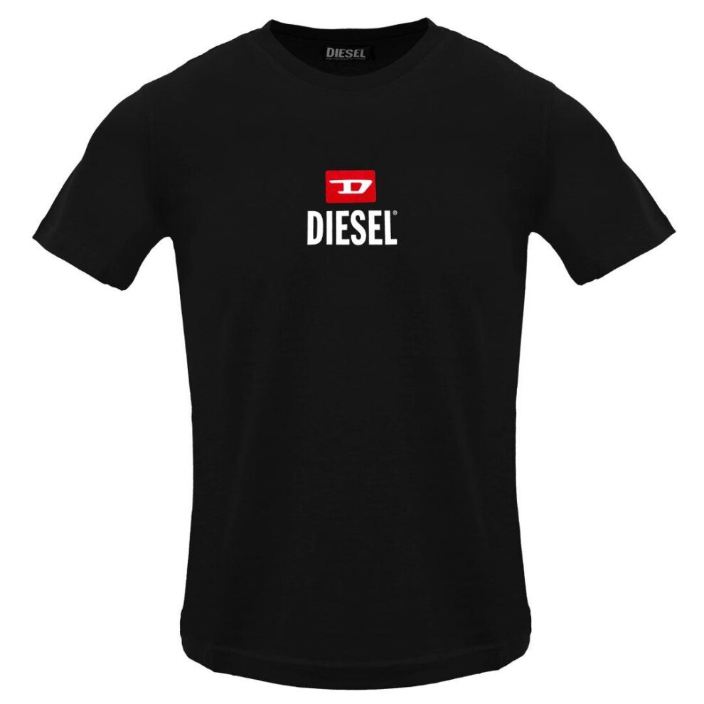 Diesel (M, Caviar) Mens Just Small New D T-Shirt Black