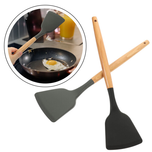 Silikonkokspatel med trähandtag, 2 st