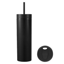 Gobelet isotherme moderne de 473 ml (16 oz) à double paroi pour boissons chaudes et froides, réutilisable, avec couvercle hermétique et paille,