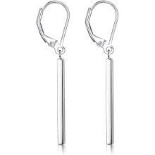 Hypoallergene hangende oorbellen met verticale staaf, nikkelvrije S925 sterling zilveren lichtgewicht oorbellen, aanslagbestendige glanzende