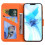 compatible iPhone12 Case Leather Wallet Flip Phone Case:Orange 4