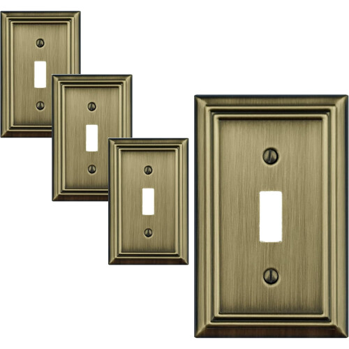 Copriinterruttore in metallo Adler, 1 modulo, ottone anticato, confezione da 4