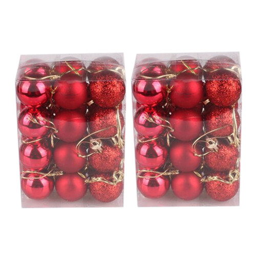 48 Pack 1.2in Red Christmas Baubles