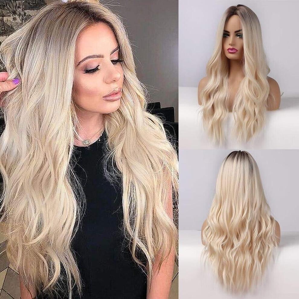 Unisex 24 Inch Blonde Synthetic Wig Â Loose Wavy, Natural Look