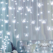 Pillangó LED függönylámpák, 3,4 m, 96 LED, USB tápellátású