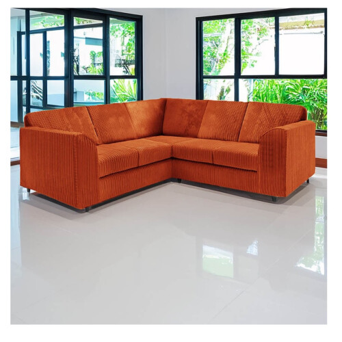 Furniture 786 Hannah Jumbo Cord Full Back 2c2 Corner Sofa Orange