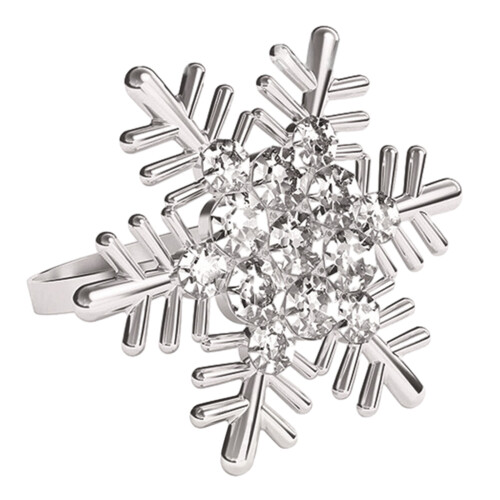 Lot de 6 ronds de serviette flocon de neige plaqués or/argent