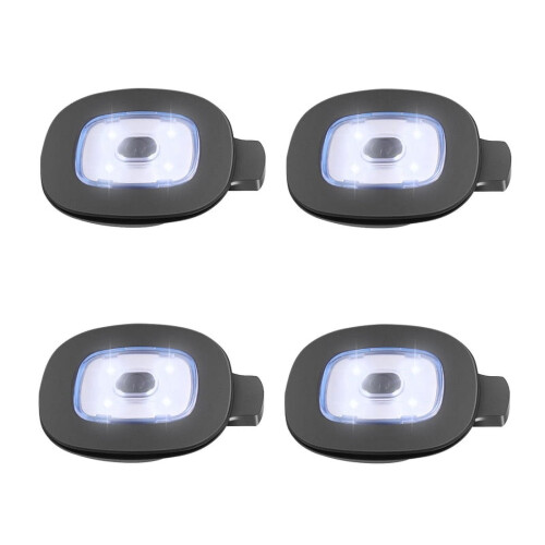 USB genopladelig LED hattelampe – 4-pak, 3 lysstyrker