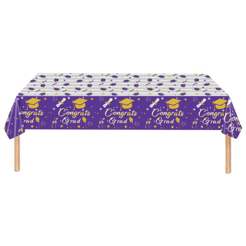Toalha de mesa descartável dourada para formatura, 54 x 108 polegadas.