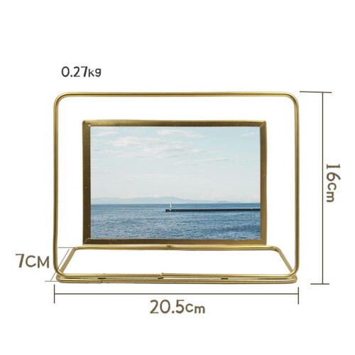 Metal floating picture frame geometric gold horizontal 1