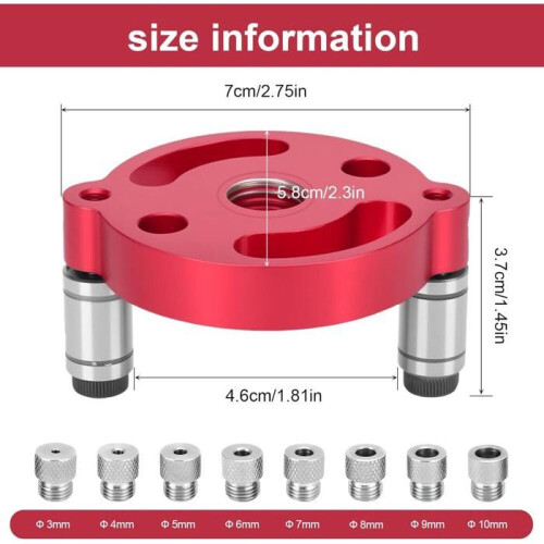 Vertikal borrguide – 3–10 mm hylsor, mittmarkering för lövträ. 1