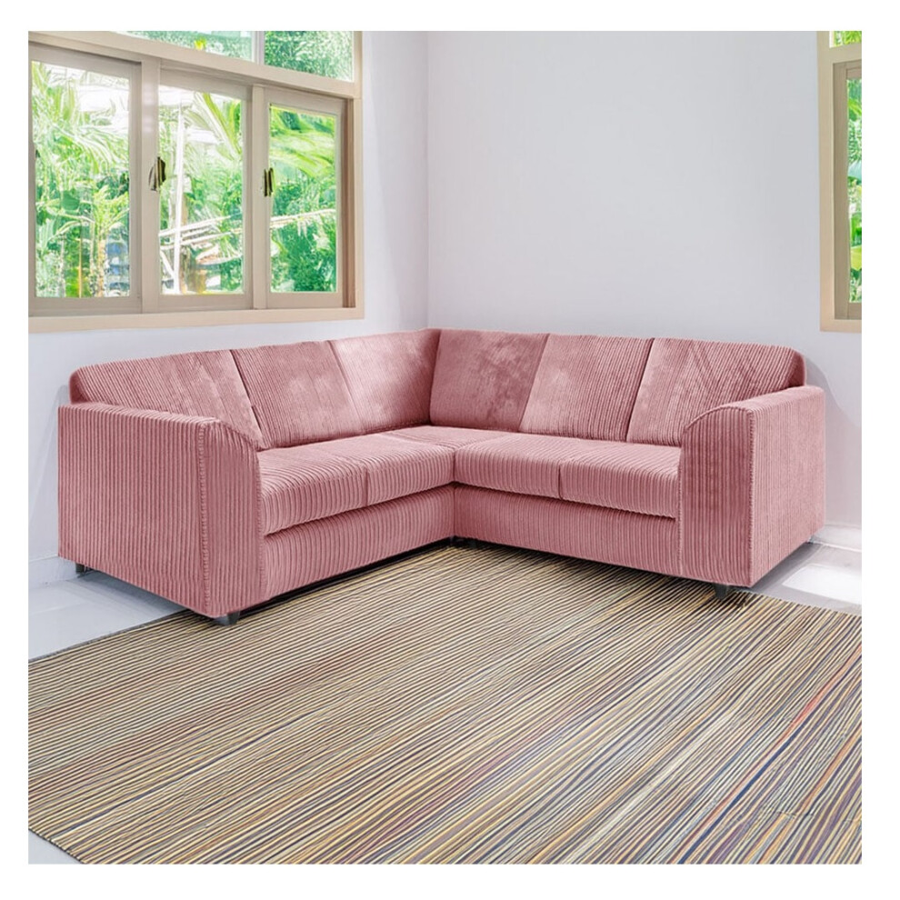 Furniture 786 Hannah Jumbo Cord Full Back 2C2 Corner Sofa Pink