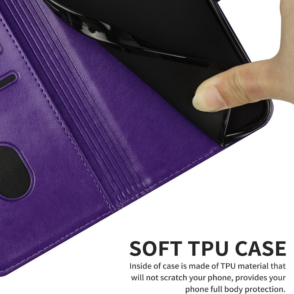 Compatible Oppo A17 4G /A17k Wallet Case,3 Credit Card Slot Id Card Holder,Pu Leather Flip Case:dark Purple 8375701227226