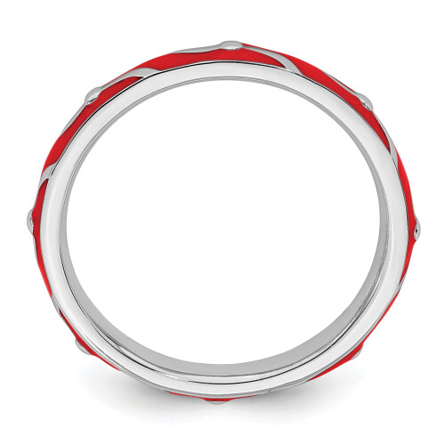 Sterling Silber Ring mit roter Emaille 1