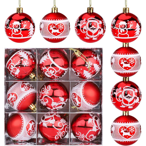 Weihnachtskugeln, rot, bruchsicher, 60 mm, 9 Stück 1