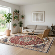 (240x320cm (8ftx10.7ft)-Whisper) Washable with Rubber Backing Traditional Rug, Extra Large Area Rug with Floral Design & Non Slip Backing