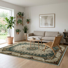 (240x320cm (8ftx10.7ft)-Willow) Washable with Rubber Backing Traditional Rug, Extra Large Area Rug with Floral Design & Non Slip Backing