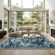 (240x320cm (8ftx10.7ft)-Tranquil) Washable with Rubber Backing Traditional Rug, Extra Large Area Rug with Floral Design & Non Slip Backing