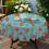 Floral Print Round Tablecloth 60 x 60 Inch Polyester 4