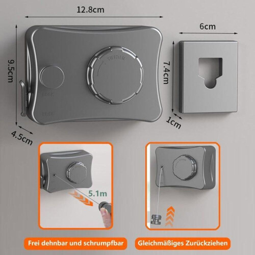 Stendibiancheria estensibile - 5,1 m per balcone e bagno - Robusto e pratico 2